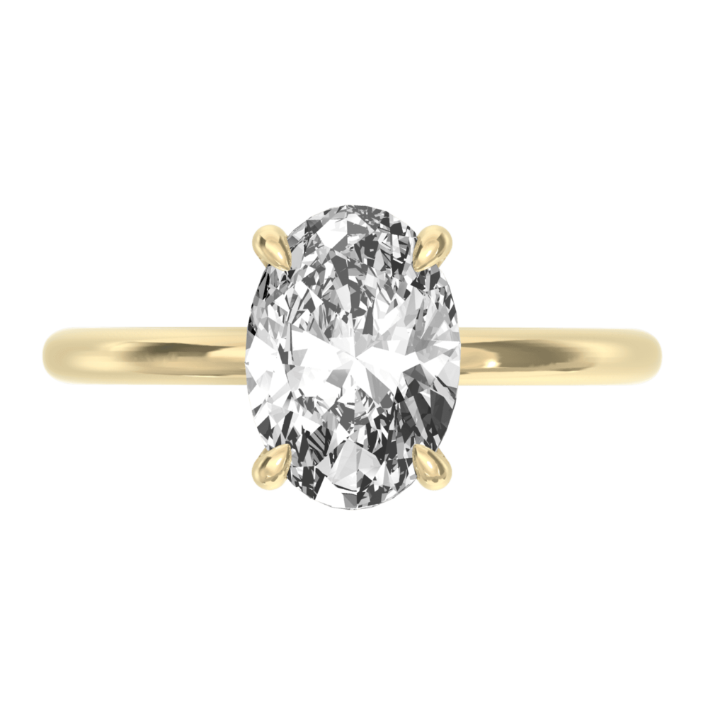 Oval engagement ring with gold band