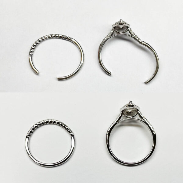 Jeweler resizing a gold engagement ring in Vancouver studio Nova Jewelry